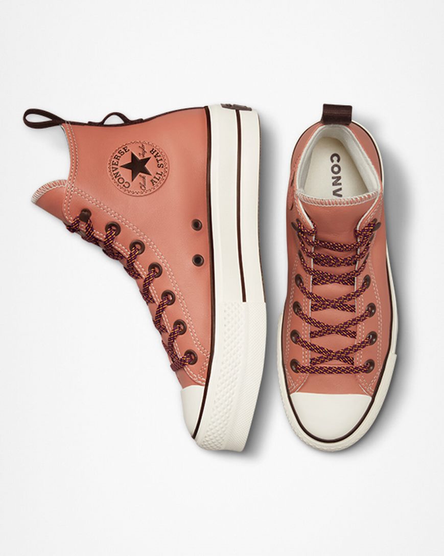 Zapatos Plataforma Converse Chuck Taylor All Star Lift Tonal Cuero Altas Mujer Albaricoque | PE 7LP580